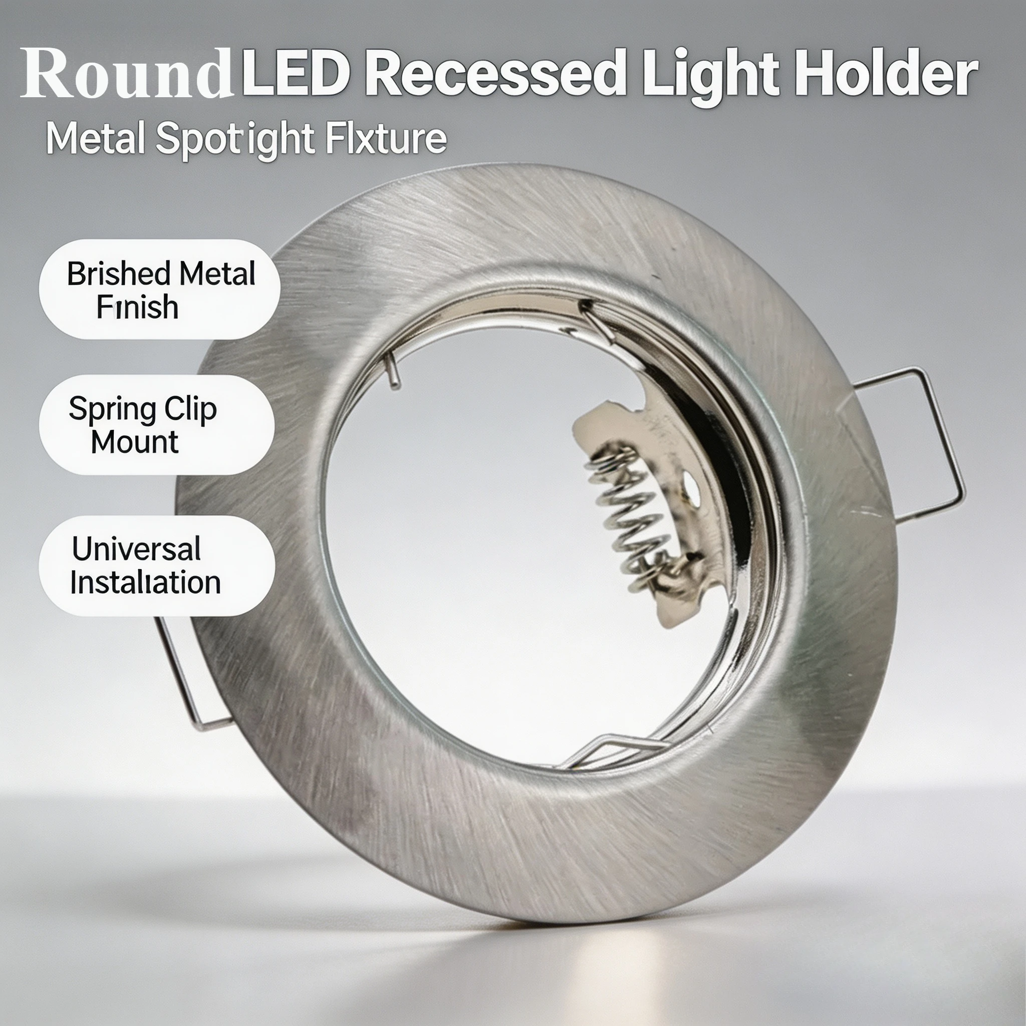 JOYINLED Recessed Light Frame, GU10 MR16 Downlight, Round Ceiling Spotlight, Factory White Satin Nickel Metal Lamp Fixtures Kit
