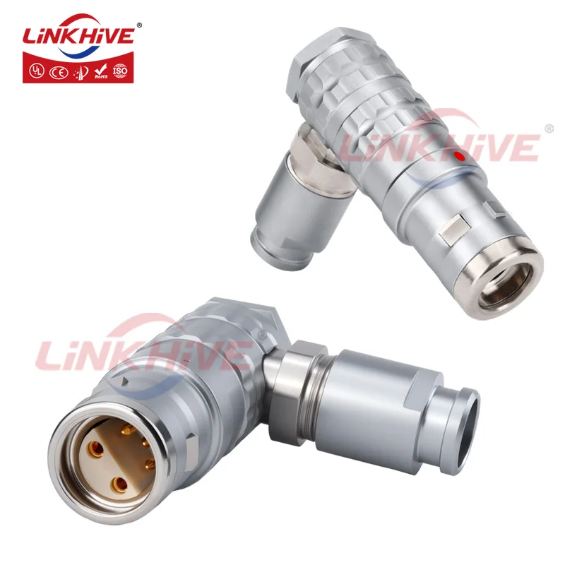 Compatible with LEMO FHG 90 Degree Elbow Male Plug 0L 1L 2L 3L  2 3 4 5 6 7 8 10 12 14 16 18 Pin Push Pull Circular Connector