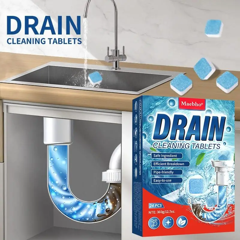 Drain Cleaning Tablets Powerful Sink Unblocking Foam Cleaner Oil Clog Remover Deodorizer Dissolver Safe For Pipes view 5