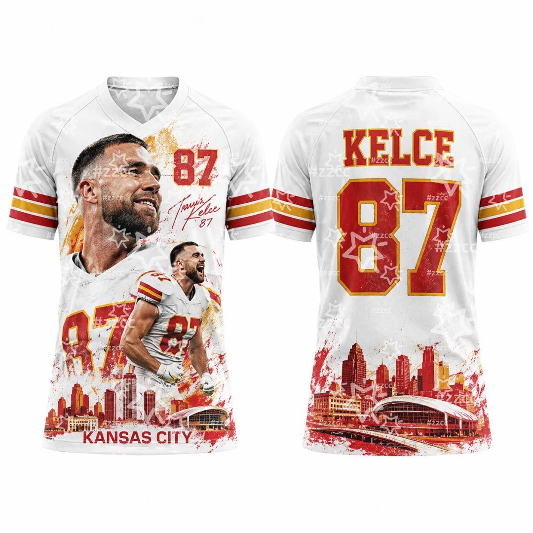 2026 Travis Kelce # 87 Rugby Jersey American Football Shirt Summer Sports Quick-Dry Men's T-Shirt Kid's Woman's Clothing
