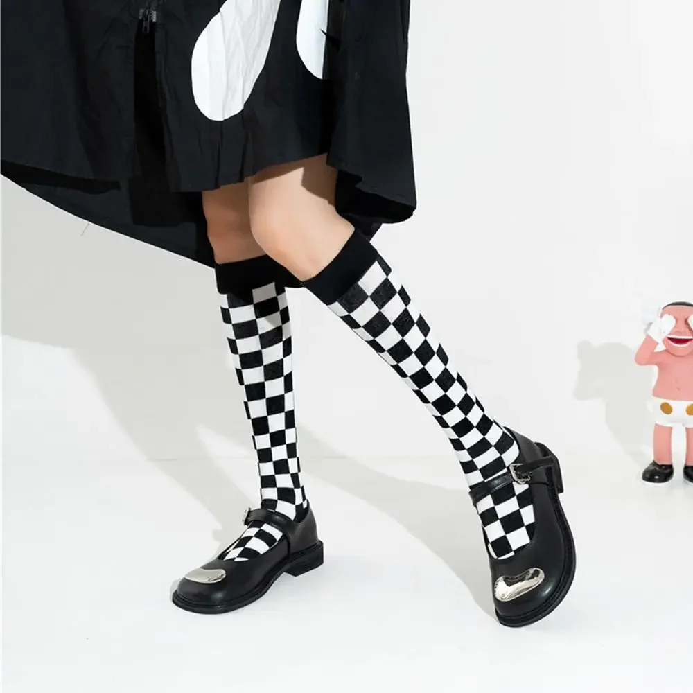 Women Plaid Socks Unique Personality Cool Street Style Plaid Harajuku Korean Style Socks Stockings Women Hosiery Cotton