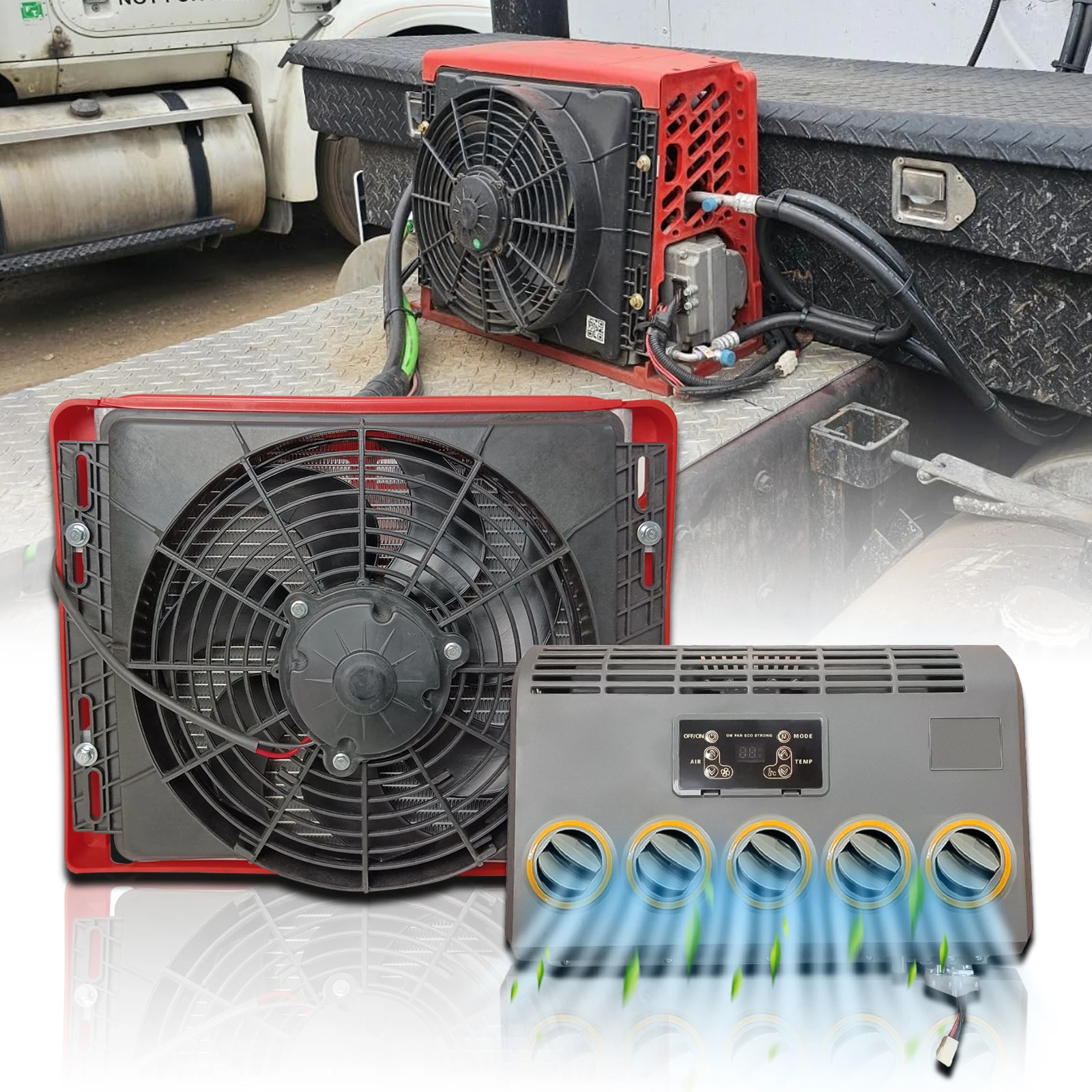 

12 В/24 В электрический автомобильный кондиционер 10500 БТЕ разделенный переменный ток для грузовиков, тракторов, экскаваторов, рельсов, автомобилей, прочная система охлаждения