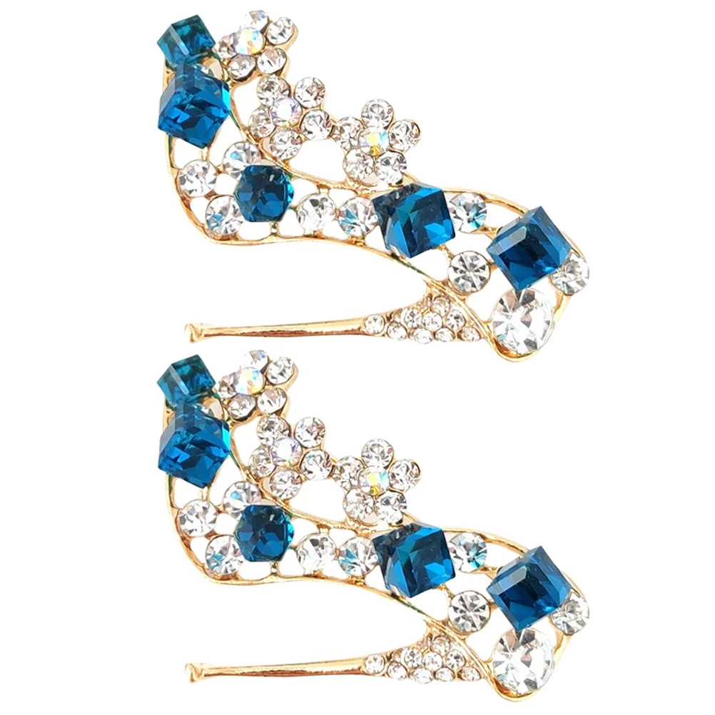 2 Stück Strass-Abzeichen mit hohen Absätzen, helle Farbe, glänzender Look, einfach zu tragende Schnallen, Rückendekoration für Kleidung, Taschen, Schals