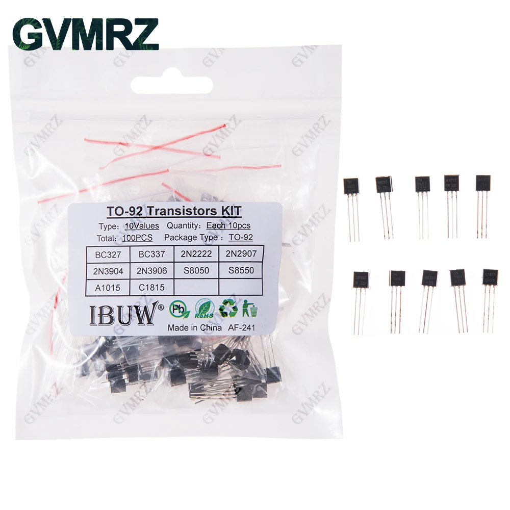 100PCS 10Values TO-92 Transistors Kit (BC337/2N2222/S8050 etc.) for Arduino DIY Electronic Project