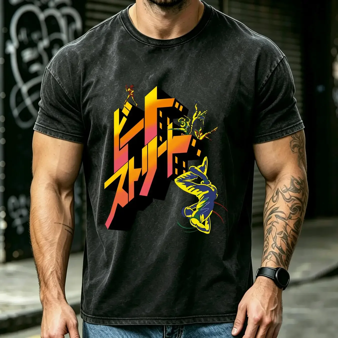 washed T Shirt Beat Street Japan Hip Hop Breakdance Movie Fan long or short sleeves vintage Washed designer clothes Stylish