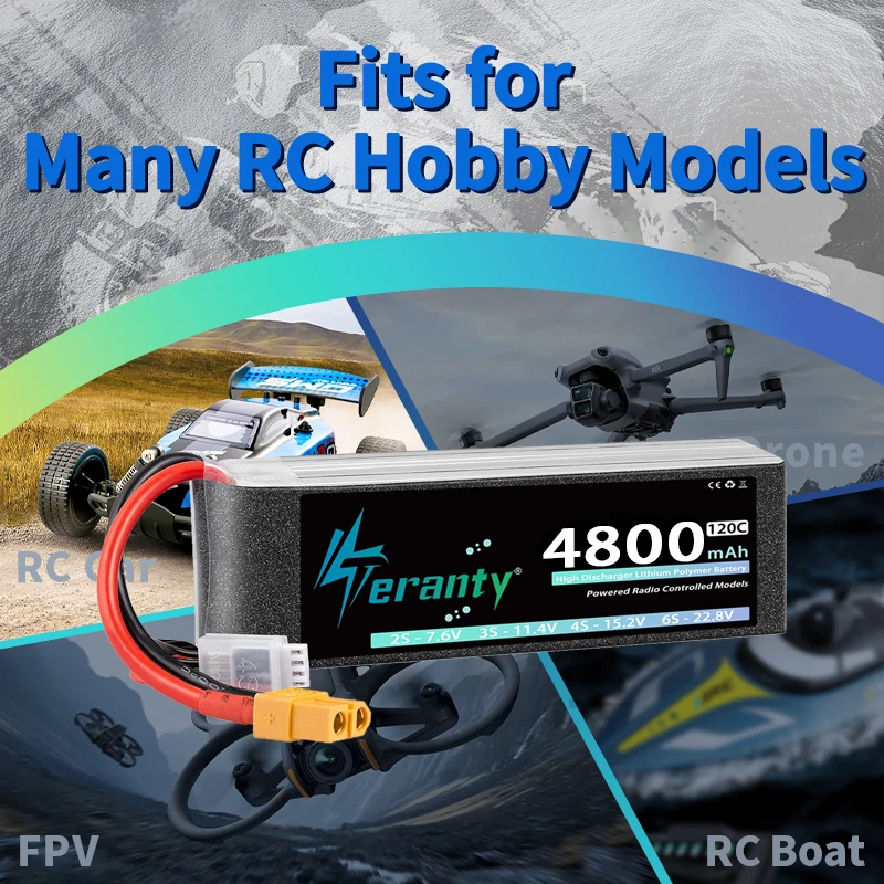 TERANTY LiHV Battery 4S 4800mah 15.2V 120C with T/XT60/XT90/EC5 For FPV Drone RC Car Boat Helicopter Airplane RC Lipo Battery