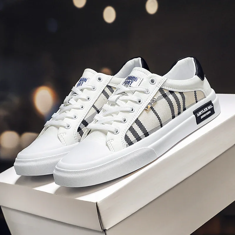 

Flats Shoes White Sneakers Breathable Leisure Male Sneakers Men's Trend Casual Shoes Non-slip Footwear Men Vulcanized Shoes