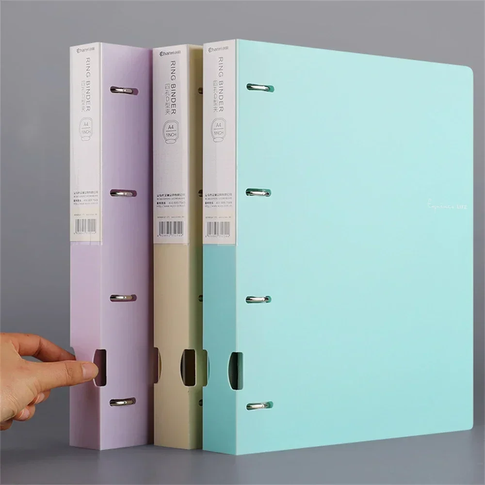 New A4 Documents Morandi Colourful Waterproof Document Display Book 4 Holes Binder Ring Loose-leaf Folder Office Stationery