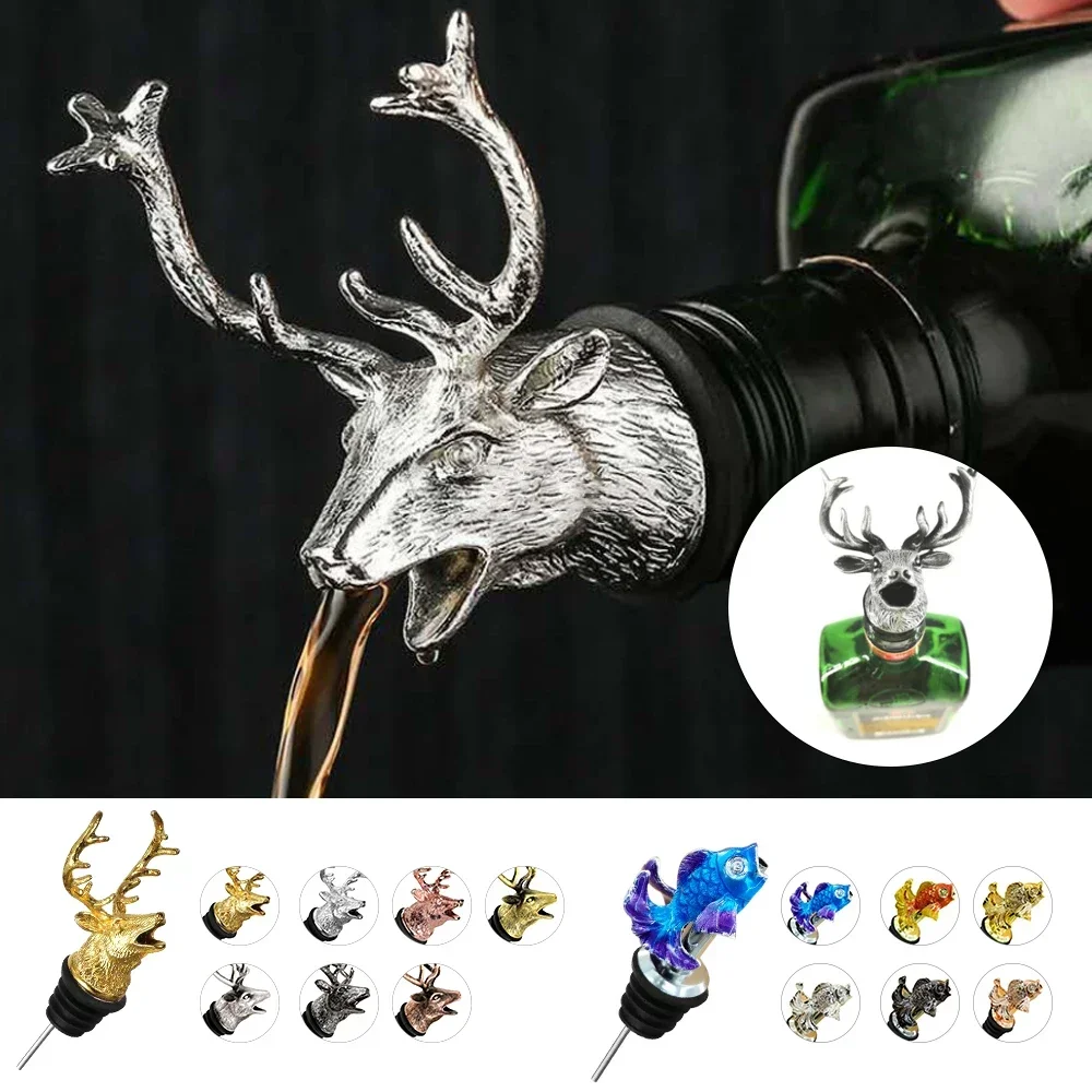 Wine Pourer Alloy Deer Elk Wine Stopper Cocktails Beer Whiskey  Dispenser Bar Accessories