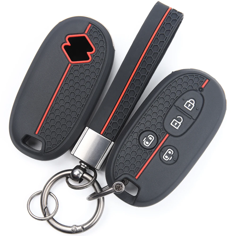 For Suzuki Wagon R Every Hustler Palette Solio Alto Lapin Spacia Full Coverage Silicone Key Shell Buckle Loop Holder Stylish