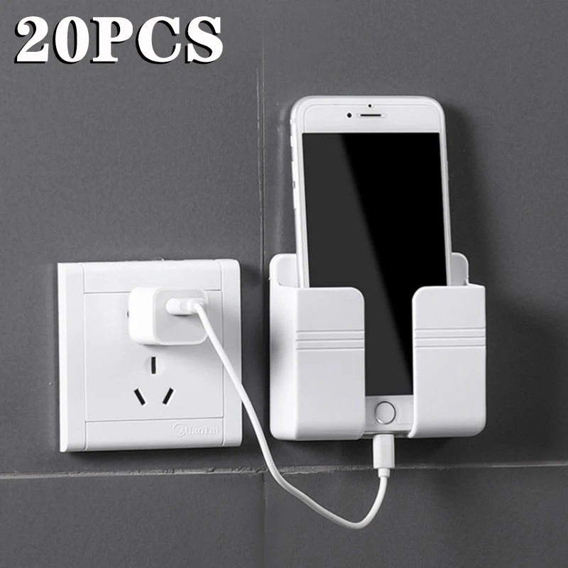 1-20PCS Wall-Mounted Stick-On Shelf Phone Charging Holder for Bedroom & Bathroom Kitchen Storage Organizer No Drill