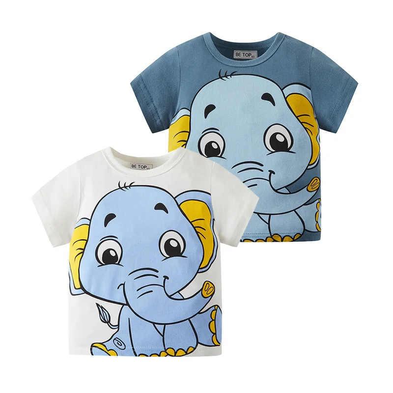 

Cotton T-Shirt Elephant Print Perfect for 2-7 Year Old Boys’ Summer Kids Clothes