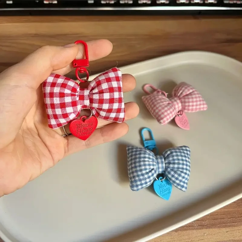 Sweetheart Candy-Colored Gingham Bow Bag Charm