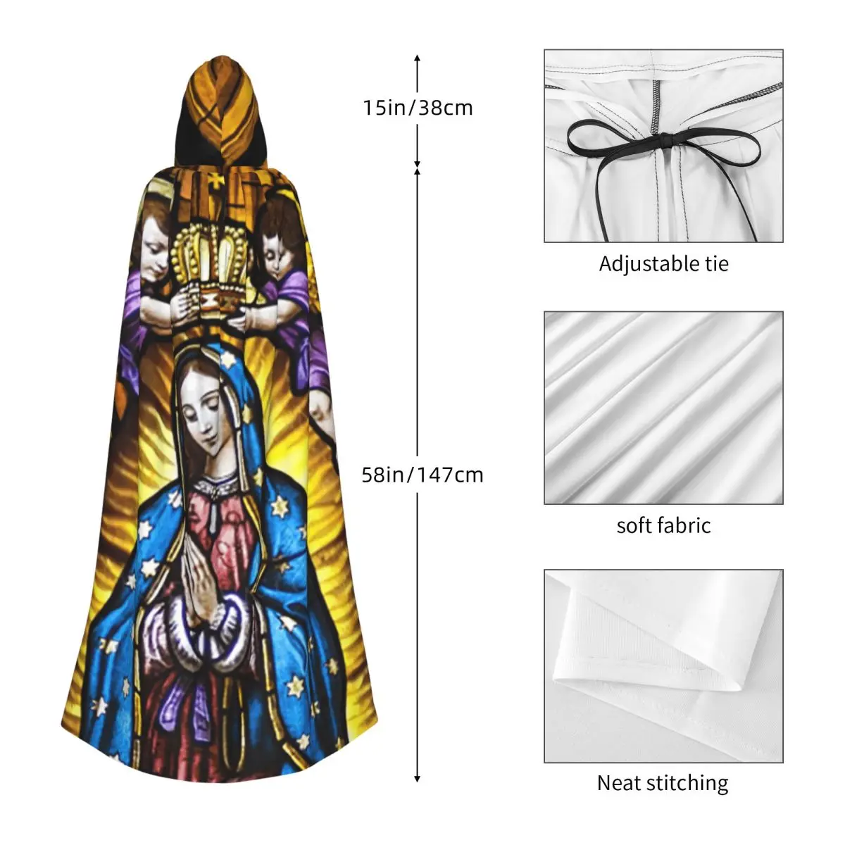 동부 유럽 성모 마리아 긴 후드 망토 마녀 중세 의상 코스프레 케이프 할로윈 코트 성인 유니섹스