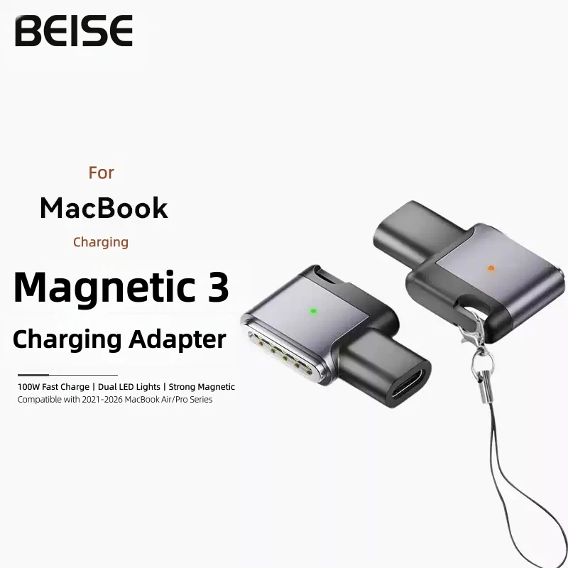 2026 New PD 100W Type-C to MagSafe 3 Magnetic Fast Charging Adapter Compatible with MacBook Air / Pro M1 M2 M3 M4 M5