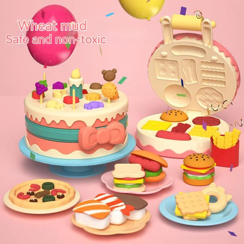 24 Colors Creative Kids Clay Toy Plasticine Tool Set Hamburger Noodle Ice Cream Machine DIY Clay Mold Play House Toys for Kids