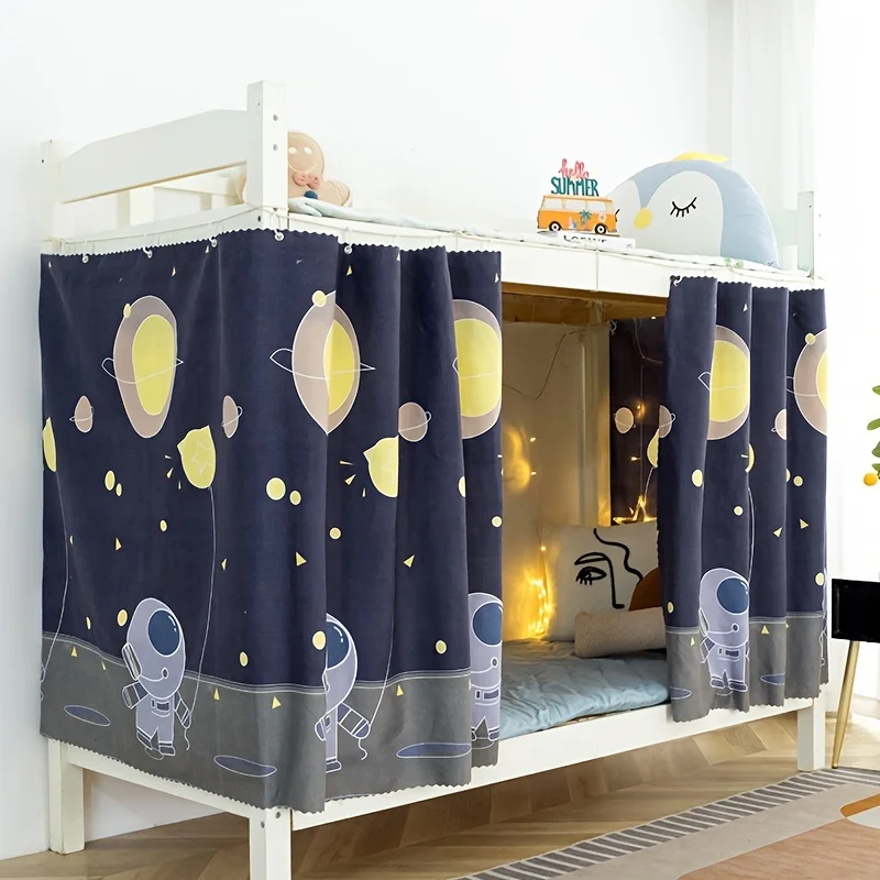 1 cortina de cama blackout de privacidade de desenho animado grosso, à prova de poeira para camas de solteiro e beliche, perfeita para famílias e dormitórios escolares