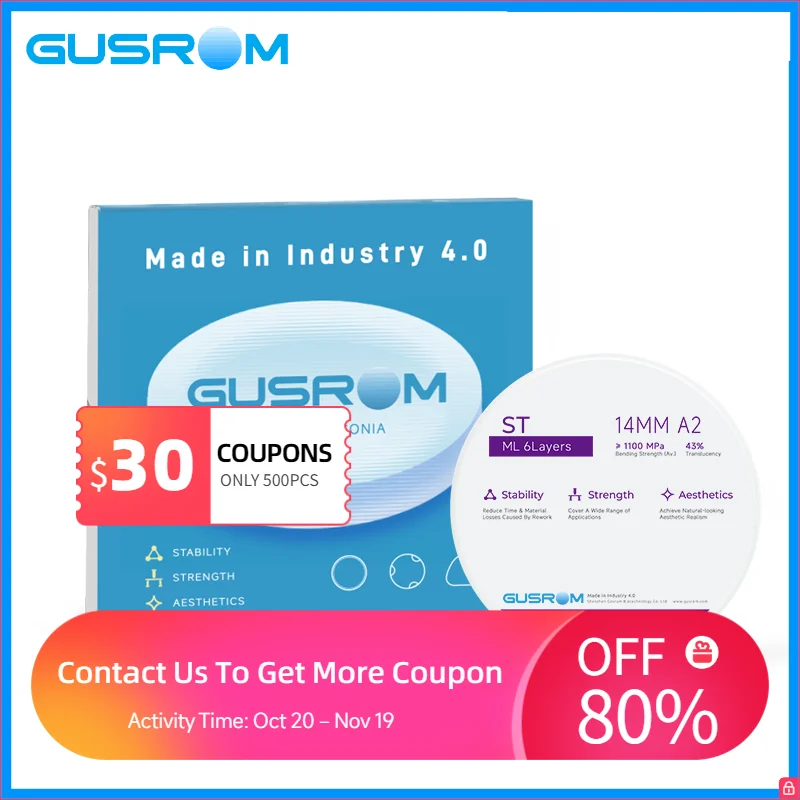 

Gusrom ST ML Zirconia Blocks-Designed for Posterior Restorations