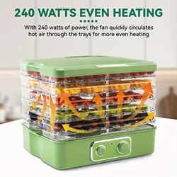 for fruit dehydrator food dehydrator Adjustable Temperature Controls  Veggies Dried Snacks Green 5 Tier آلة تجفيف الفواكه بالتجم