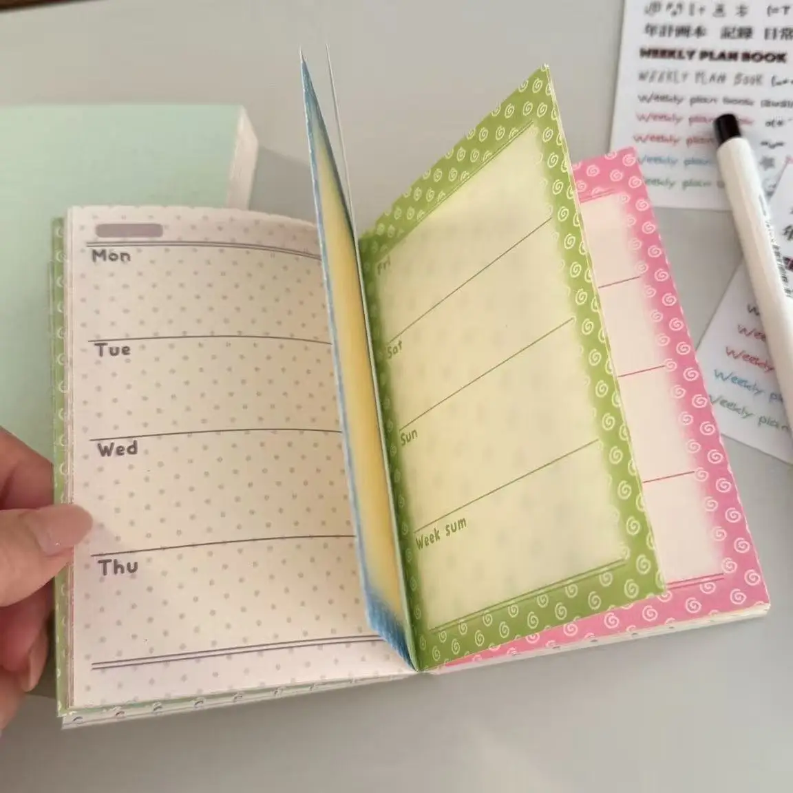 Ins New A7 Weekly Planner No Date High-Quality Design Multiple Colorful Pages Portable Notebook and Scheduler Student Stationery