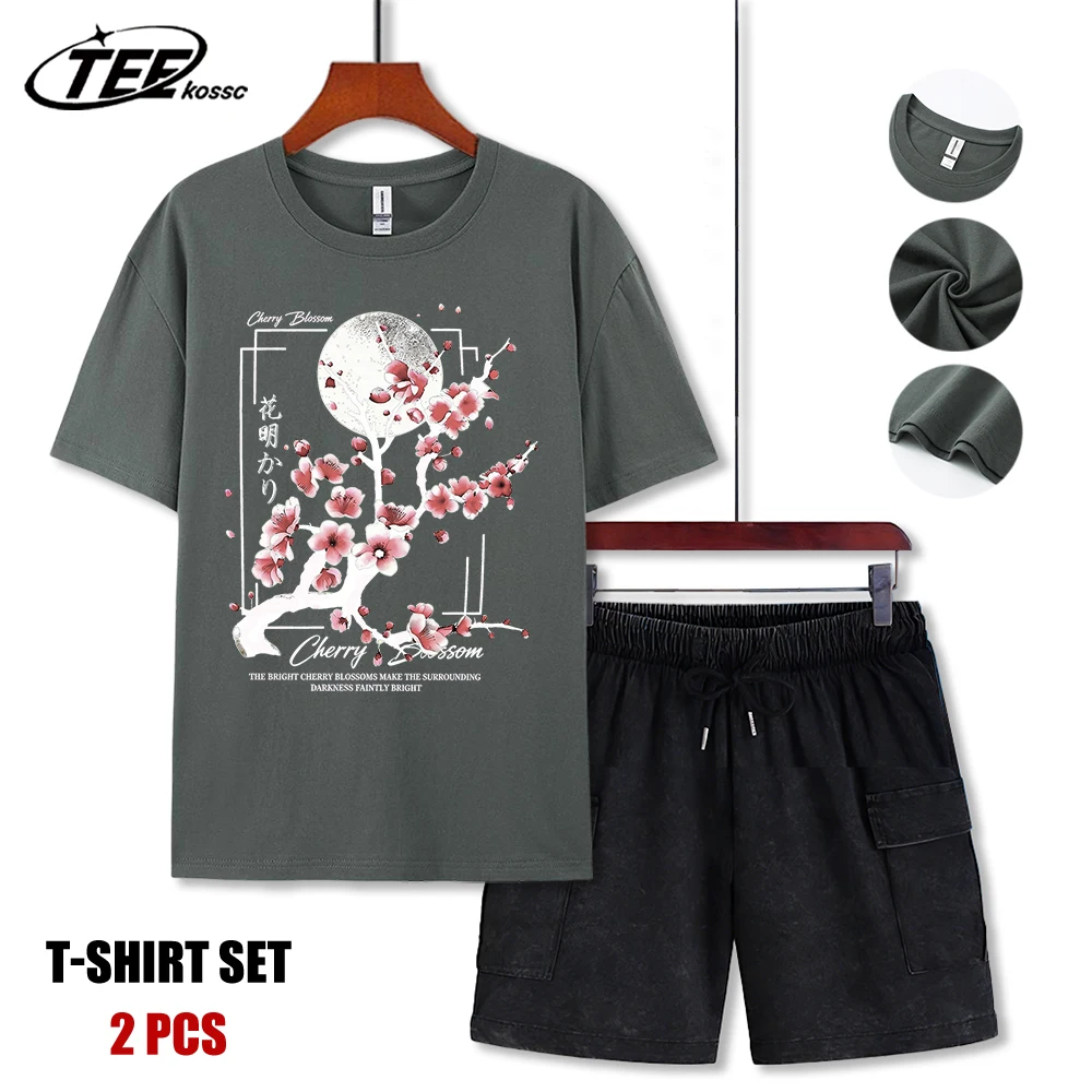 

Cherry Blossoms Light Of Flowers Men T-Shirts Casual Hip Hop Top Colour Cotton T Shirt Summer Loose Man Basics Short Suit