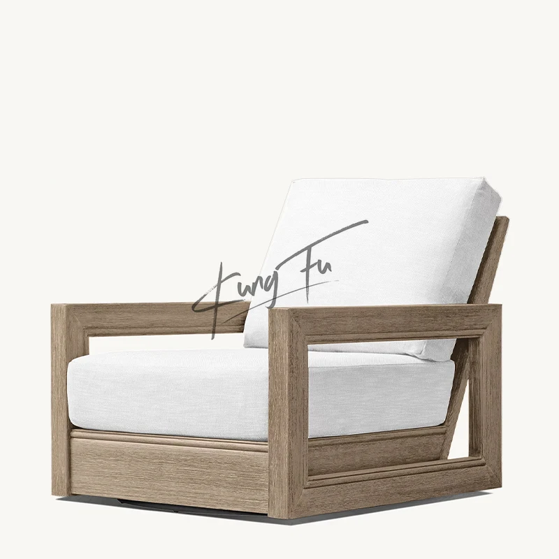 Modern Design Teak Wood Outdoor Lounge Chair Garden Courtyard Hotel Living Room/Villa Rotating Seat