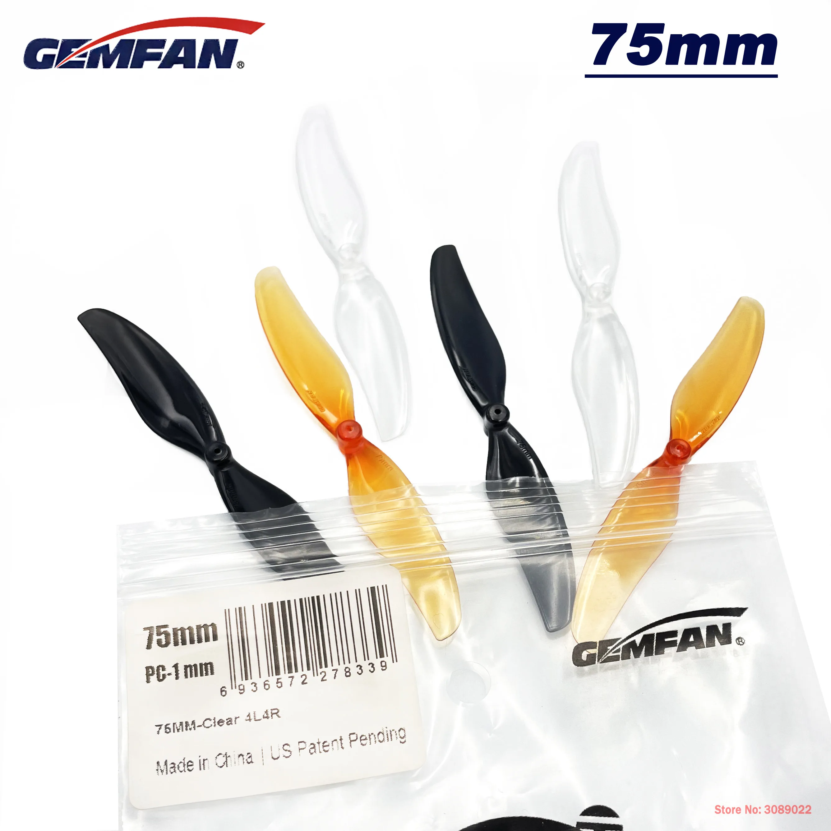 12Pairs 24PCS Gemfan 75mm 2-Blade PC Propeller 1mm 1.5mm for DJI Tello FPV Freestyle 3inch Toothpick Drone Replacement DIY Parts