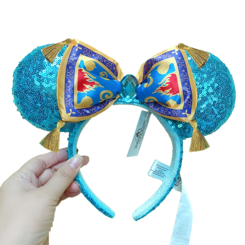 Disney Minnie Mouse Headband Cartoon Pattern Headdress Brand Blue And White Porcelain Style EARS COSTUME Headband Cosplay Plush