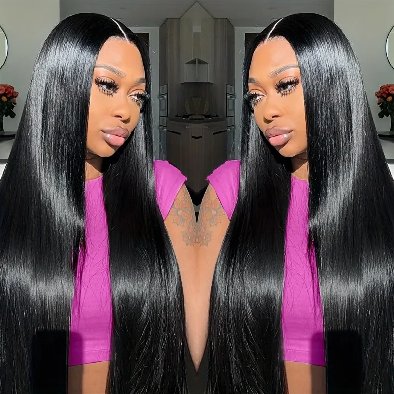 13x4.1 droite HD dentelle frontale perruque pré plumée noeuds blanchis os droite dentelle avant perruques cheveux humains brésilien vierge humaine H