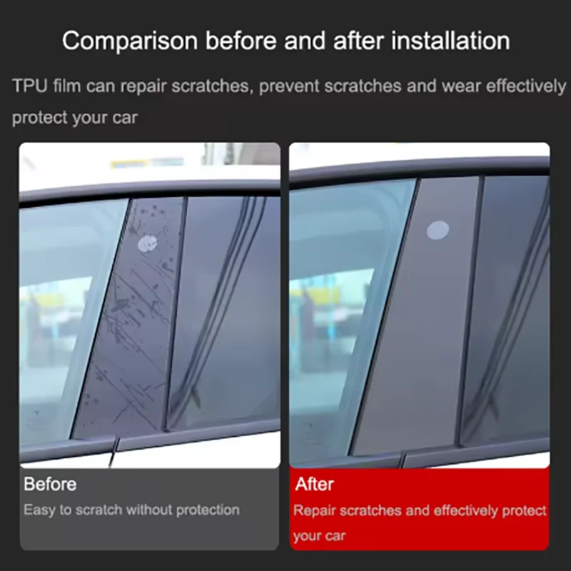Für Tesla Model 3/Y 2017-2025 A-Säulen- und B-Säulen-Schutzfolie TPU Kratzfeste Folie Auto-Verschleißschutzfolie Autoabdeckungen – Detail 2