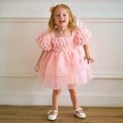 Baby Girl Party Dress White 1st Birthday Baptism Princess Dresses for Girls Wedding Kids Clothes Tutu Fluffy Lace Bridemaid Gown
