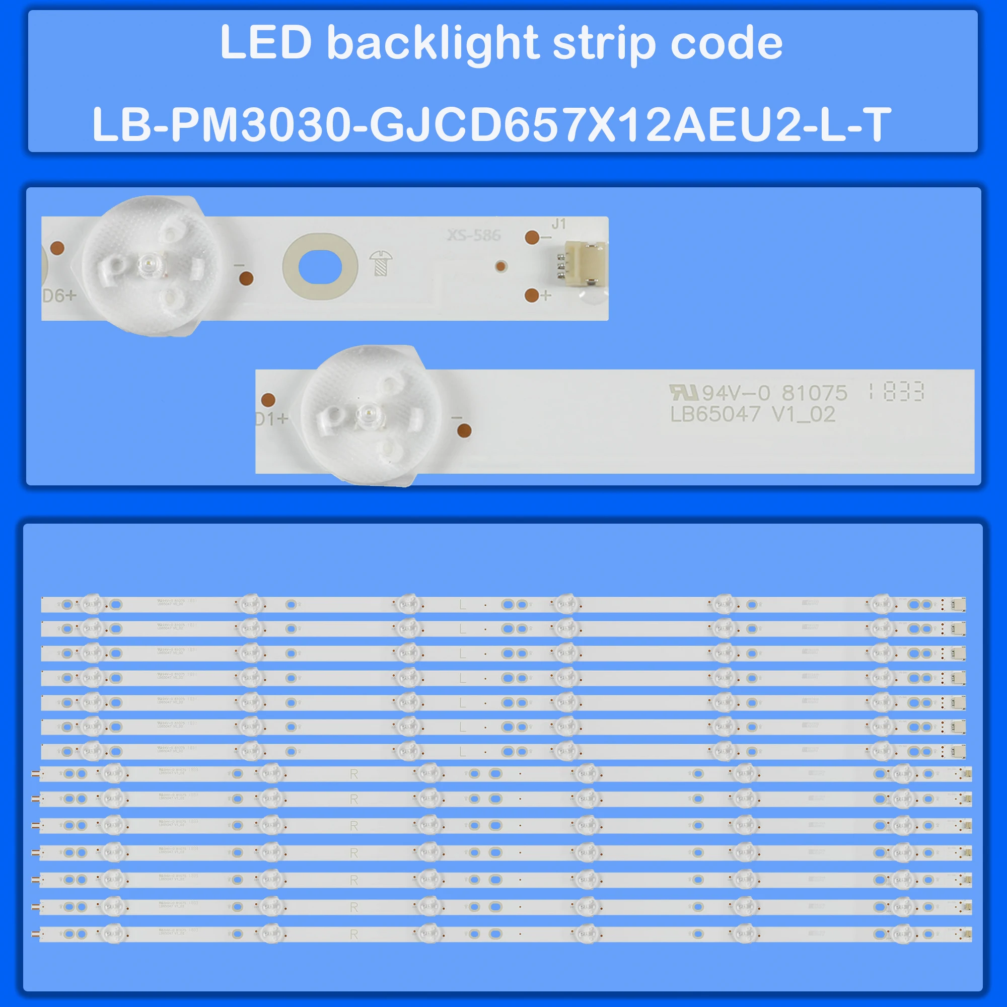 

LED Backlight strip For 65PUS6503/12 65PUS6523 65PUS6703/12 65PUS6723 65PUS6753/12 65PUS7303 LB65047 V0_01 LB65047 V1_01