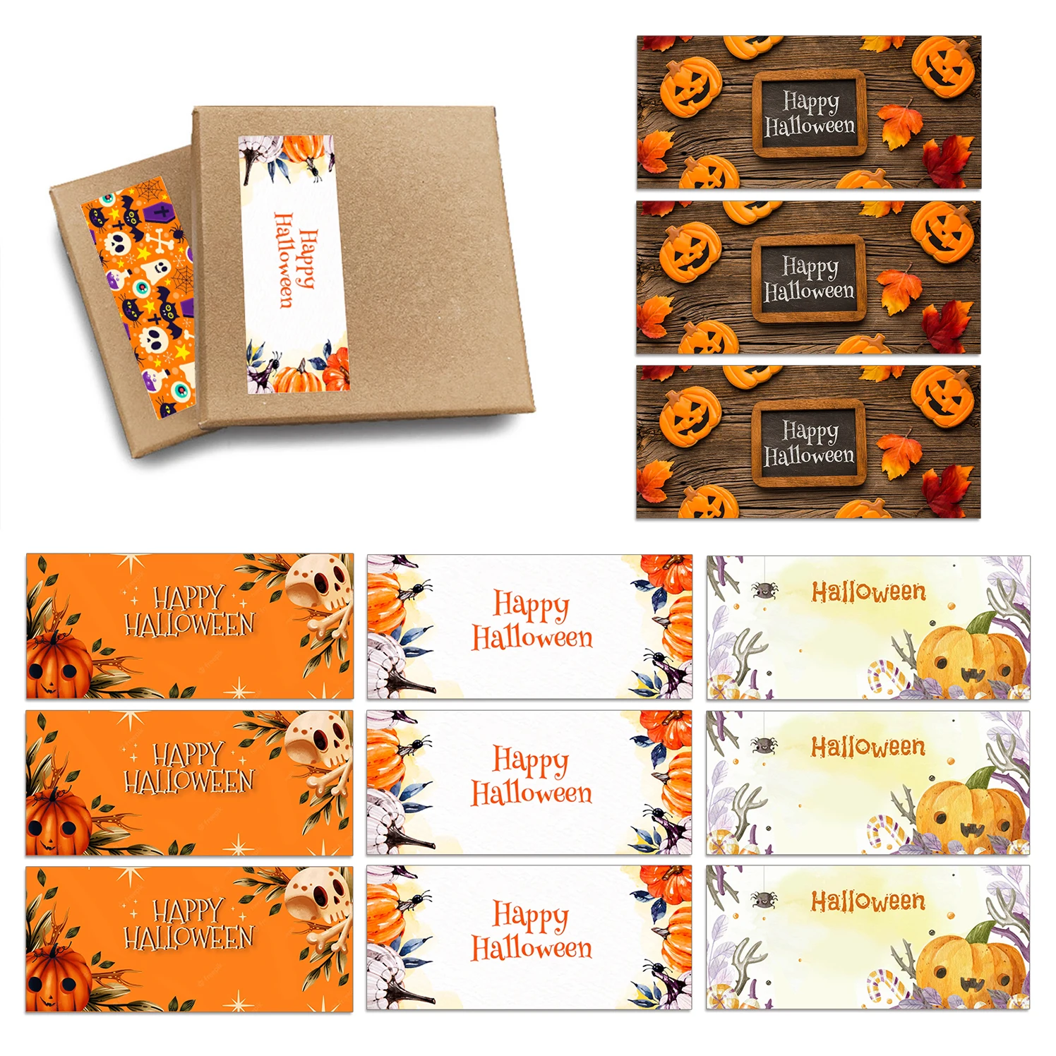 Caja de dulces Horizontal feliz Halloween, caja de regalo, sello de embalaje, etiqueta autoadhesiva, caja de regalo, pegatina de envoltura