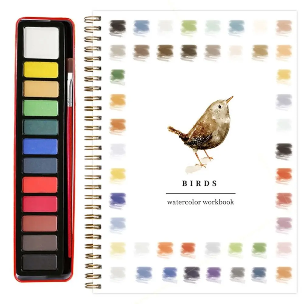 

Beginner-Friendly Watercolor Workbook with Paint Brush With Color Palette Watercolor Paint Book 12 Colors Watercolor Paint Set