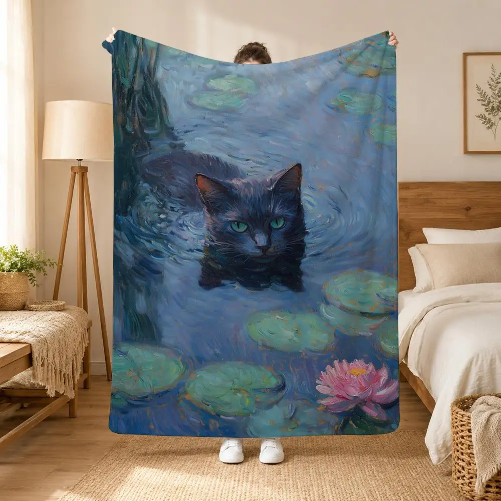 Tiger Frog Cat Animal Throw Blanket Soft Flannel Throw Lightweight Summer Home Nap for Office Travel Sofa Bed