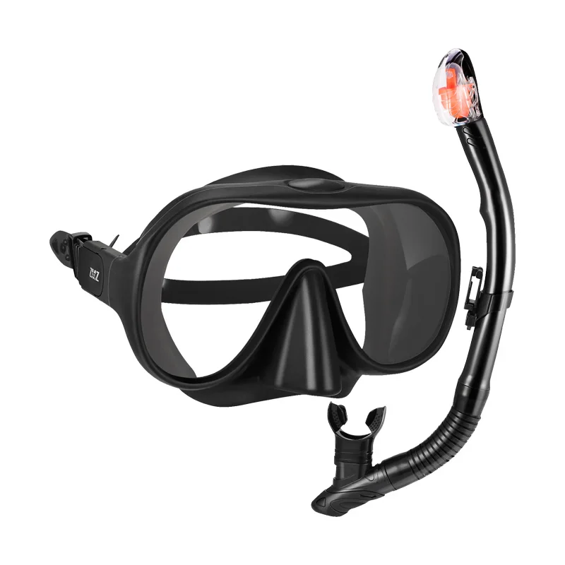 Nova chegada profissional de vidro temperado lente única visão ampla anti nevoeiro snorkel máscara mergulho e snorkel macio