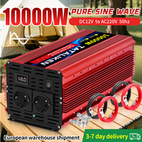 Inverter 12V to AC 220V 50HZ pure sine wave inverter Solar car power supply 6000W/10000W voltage portable converter EU socket