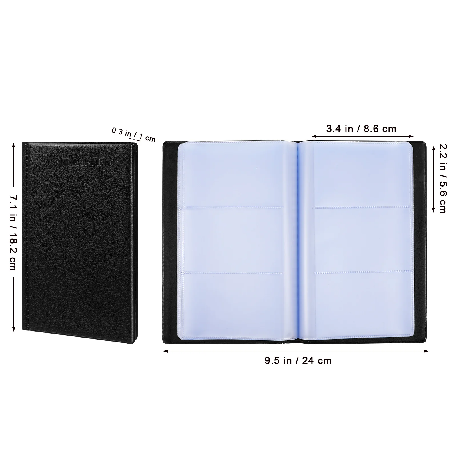 منظم بطاقات العمل الاحترافي 240 فتحة حامل حافظة محمولة لبطاقة الاسم وكتاب تخزين ألبوم بطاقات الصور السميكة ملف أسود #5