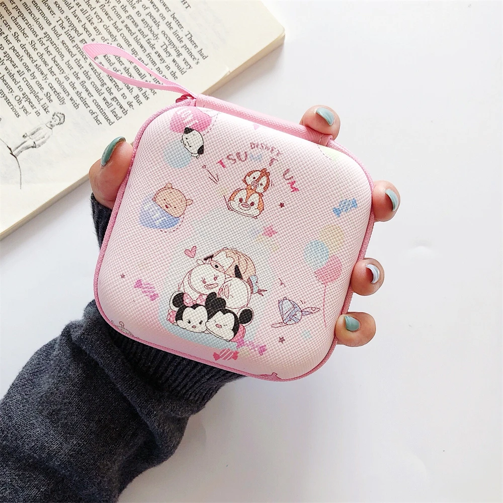 9.5cm Earphone Storage Zipper Bag Square Headset Box For Airpods Cable Charger Earphones Case Snoopy Lotso Mickey Stitch Sanrio