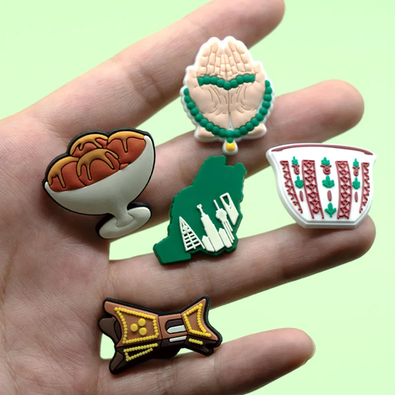 1/27 Uds. Decoración de zapatos de estilo saudita para sandalias, accesorios para zapatos con campana de comida, dijes, regalo para niños, se adapta a todos los zuecos