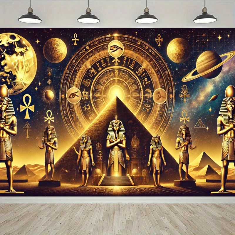 Ancient Egypt Tapestry Wall Hanging Pyramid Pharaoh Cosmic Space Universe Mystic Art Fabric Poster for Living Room Bedroom Home
