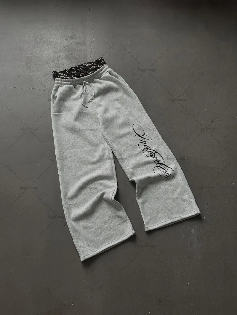 

Harajuku Retro American Splicing Camouflage Trousers Men Y2k Gothic Punk Loose Casual Letter Print Oversized Casual Pants Women