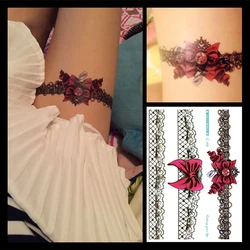 1 Sheet Leg Water Transfer Tattoo Sexy Lace Design Fake Body Art Temporary Tattoo Stickers For Women Decoration Stickers