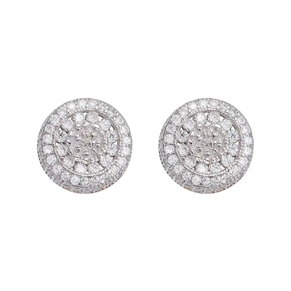 Moissanite Cluster Halo Engagement Stud Earrings Custom Women's 925 Sterling Silver Rose Gold Plated Stud Hip Hop Men Earrings