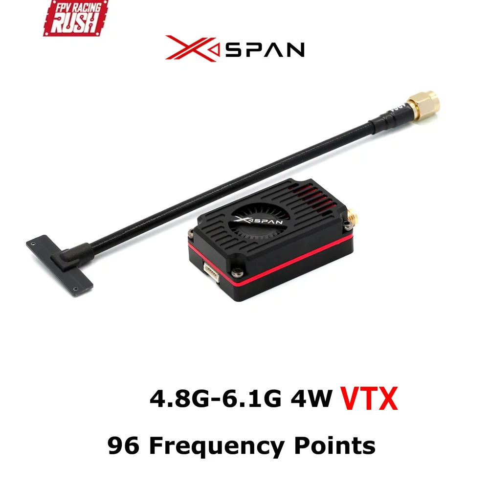

RUSHFPV 4,8-6,1G XSPAN 4 Вт широкополосный модуль передатчика VTX 96CH 4800–6065 МГц с антенной для аксессуаров для FPV-дронов дальнего действия