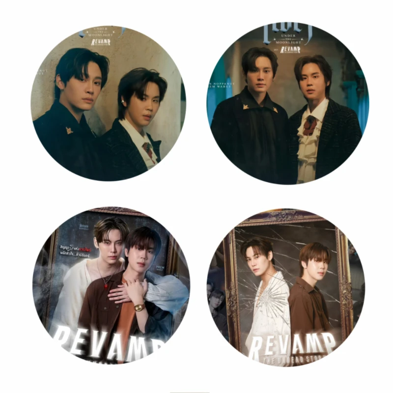 4PC/SET Bounprem Magazine Cover Photo Thai TV Hemp Rope Drama Stills Picture Badge Bang Brooch Bag Decor Pins