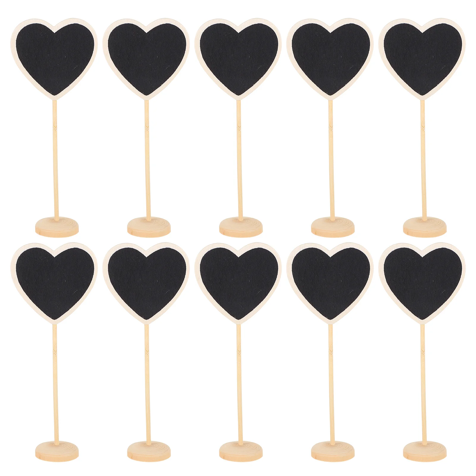 10 Pcs Message Board Chalk Heart Chalkboard Small Blackboard Sign with Easel Stand Wooden Memo