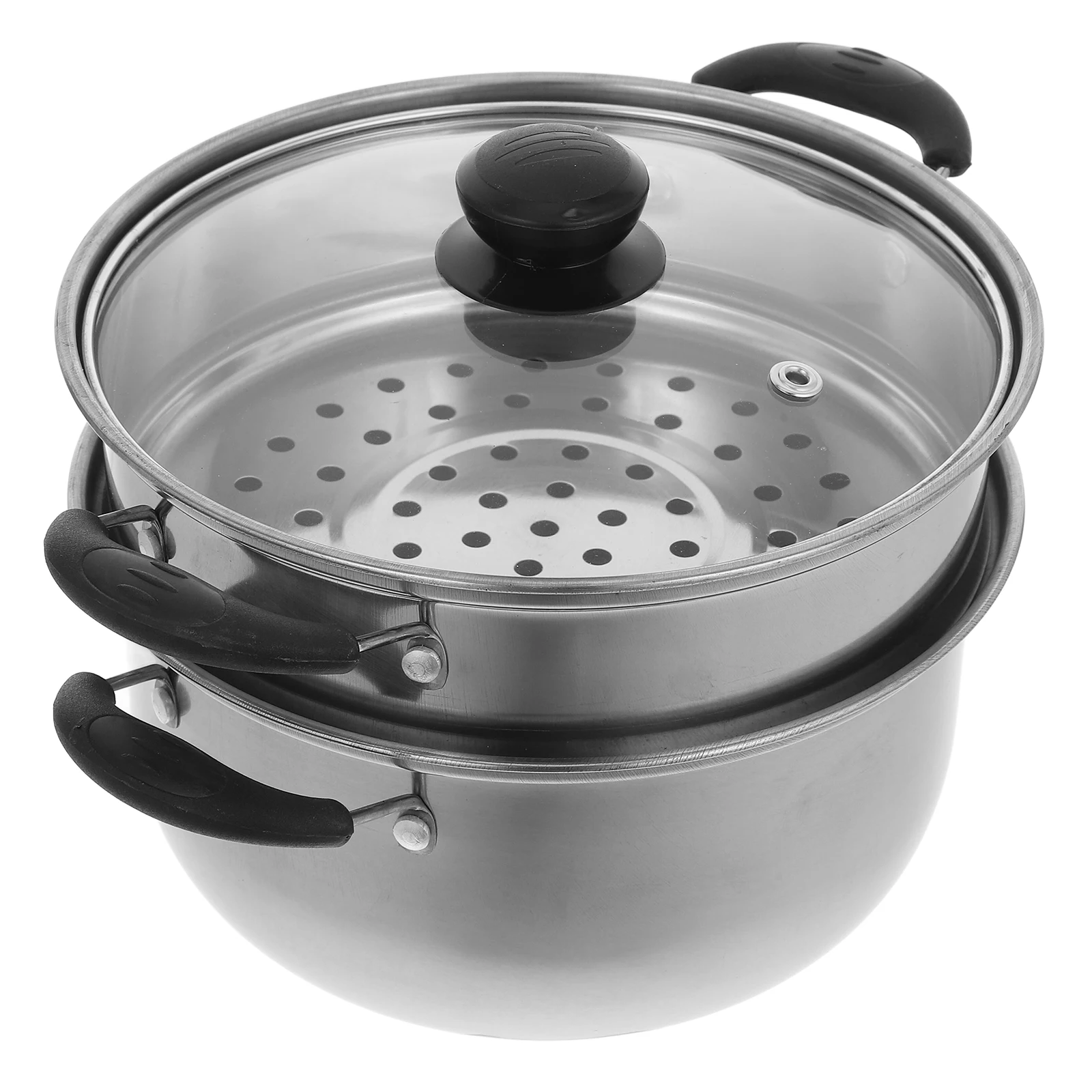 Edelstahl-Dampfgarer, dicker Dampfgarer, Suppentopf, antihaftbeschichteter Eintopf mit Dampfgitter, 20 cm Doppelgriff, Kochtopf