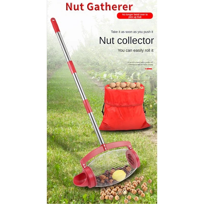 Side Down Nut Collector Fruit Picker Picking Walnut Chestnut Golf Garden Tools Accessories For Acorns Hickory Nuts Spiked Balls