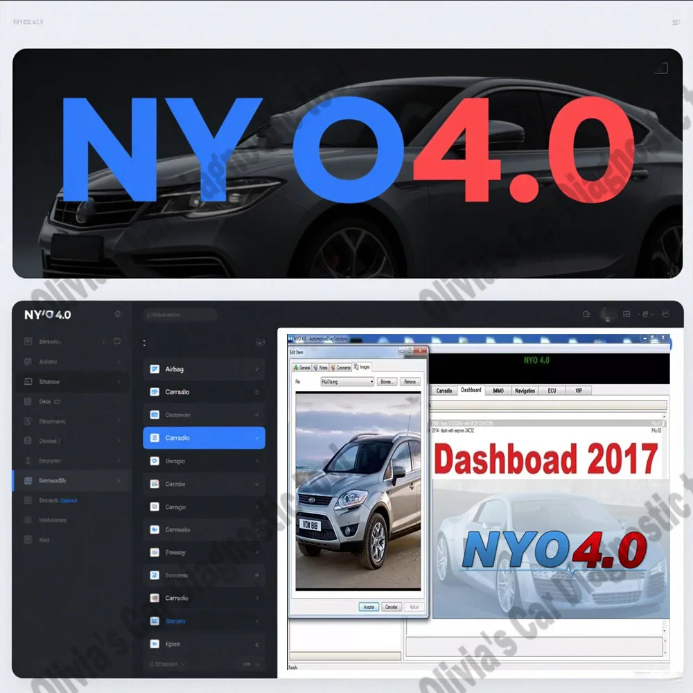 

NYO 4.0 obd2 scanner Full Database Auto Repair Software for Airbag Car Radio Dashboard IMMO Navigation NYO 4.0 Support Win7/8/10